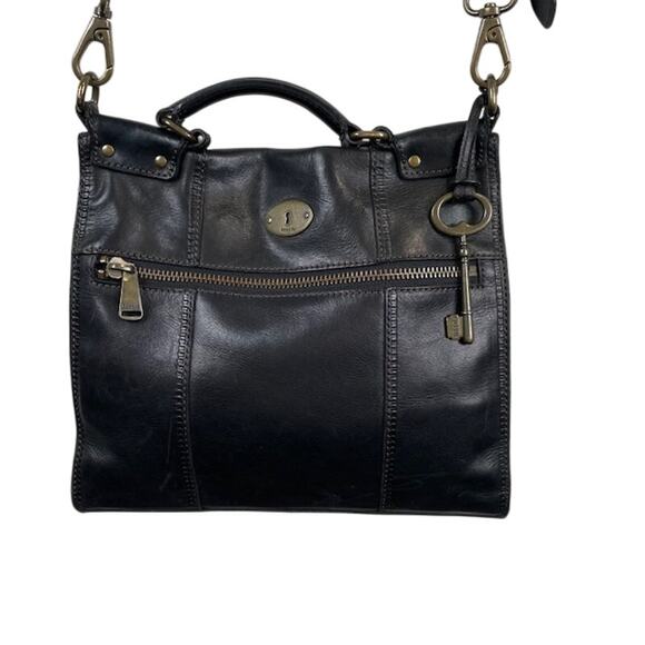 Fossil VTG Revival Flap, Black Leather Crossbody Bag - Picture 6 of 11